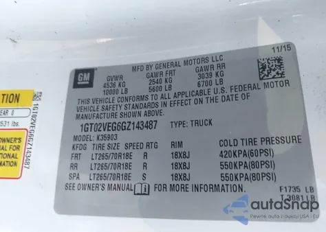 2016 GMC Sierra 3500Hd from USA, damaged, VIN 1GT02VEG6GZ143487